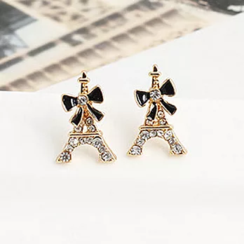 【Sugar 銀熙】艾菲爾鐵塔針式耳環(黑色)