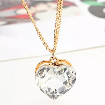 【Sugar 銀熙】晶瑩之心單顆水晶鑽項鍊(金色)