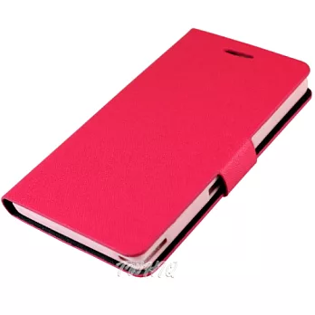 TWHIQ Sony Xperia Z 十字紋超薄型 側掀(立架式)皮套蜜桃紅