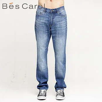 【Bés Carol】男式修身磨損牛仔長褲S深仔藍