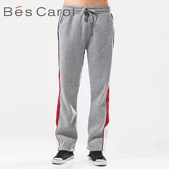 【Bés Carol】男式側縫拼塊運動長褲2XL中麻灰