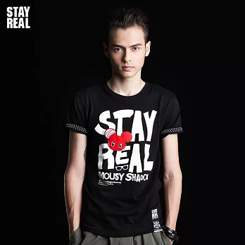 STAYREAL [ShadoW!] 影子小鼠淘氣文字Tee - 黑標潮流版S黑色