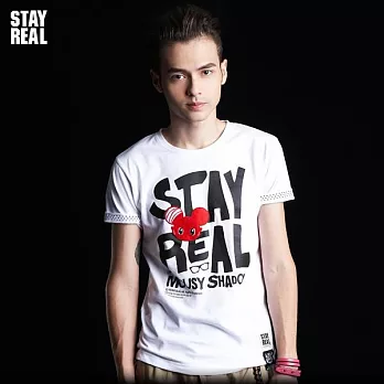 STAYREAL [ShadoW!] 影子小鼠淘氣文字Tee - 黑標潮流版S白色