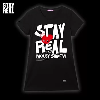 STAYREAL [ShadoW!] 影子小鼠淘氣文字Tee - 紫標版型S黑色