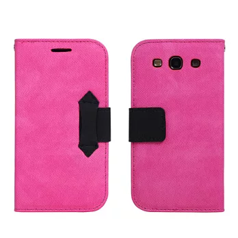 【BIEN】SAMSUNG S3 愛丹寧牛仔可立保護皮套 (玫紅)