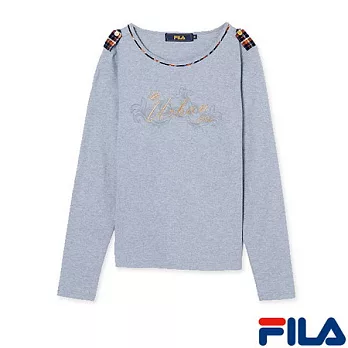 FILA女性圓領印花上衣(氣質灰)L氣質灰