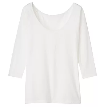 [MUJI 無印良品]女有機棉混溫調八分袖衫XL柔白