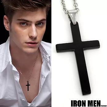 【IRON MEN】里歐永恆之誠十字架˙珠寶白鋼項鍊(亞黑)