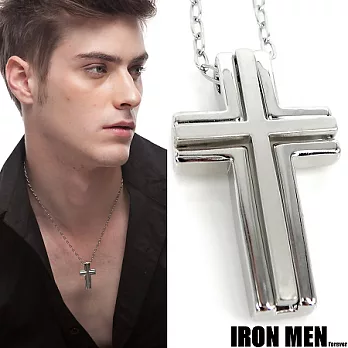 【IRON MEN】法亞特雙層十字架˙珠寶白鋼項鍊(銀系)