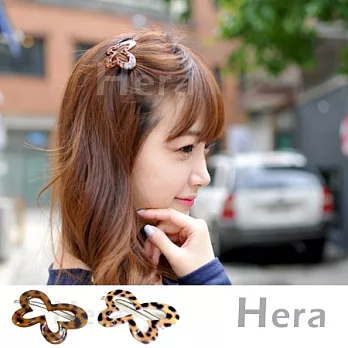 【Hera】赫拉 韓國飾品鏤空豹紋蝴蝶邊夾/髮夾(二色任選)淺咖啡