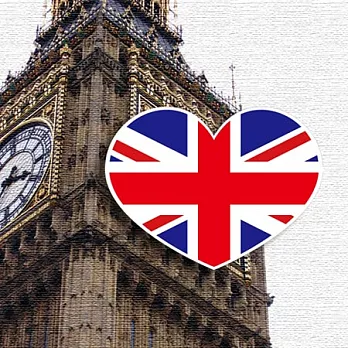【國旗商品創意館】英國旗愛心形抗ＵＶ、防水貼紙2入／UK／多國款式可選購