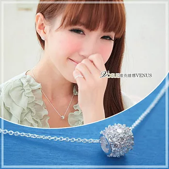 【維克維娜】巧奪天工。精緻水鑽滾輪圓球 925純銀項鍊