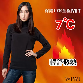 【WIWI】100%MIT輕盈超細搖粒絨高領暖氣發熱衫(經典黑 女M-XL)M經典黑