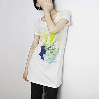 【Ian Design】 兔子&鯨魚 有機棉長版短袖T Organic Cotton S純白