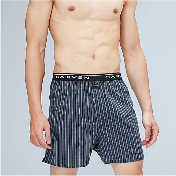 【CARVEN】 彈性色紗平口褲-藍條紋L藍條紋