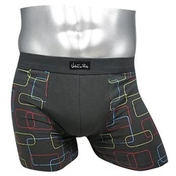 【VALENTINO】彈性印花針織平口褲(格子)-灰色XL灰色