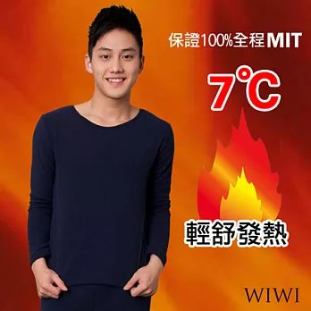 【WIWI】100%MIT輕盈雙面搖粒絨圓領暖氣發熱衫(湛海藍 男M-XL)XL湛海藍