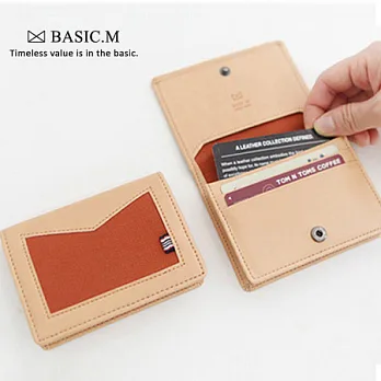 BASIC.M 皮革名片票卡包-米棕