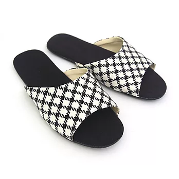北歐格緻麂皮底舒適拖-白黑(25.5)
