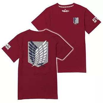 進擊的巨人-潮流T-shirt(調查兵團-酒紅)S酒紅色