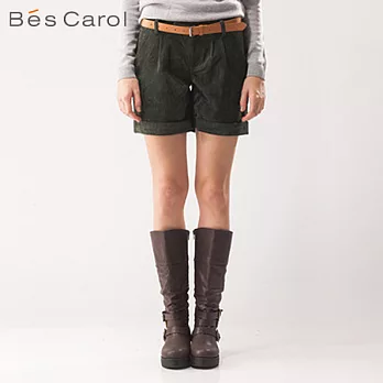 【Bés Carol】女式燈芯絨短褲M深綠
