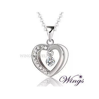 Wings 閃亮之心 燦動方晶鋯石美鑽項鍊 (銀色款) NW173