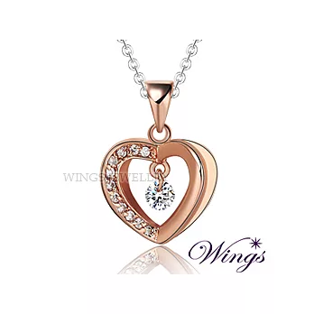 Wings 閃亮之心 燦動方晶鋯石美鑽項鍊 (玫瑰金色) NW172