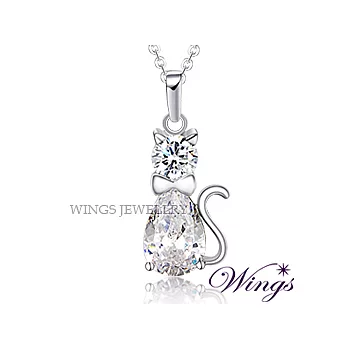 Wings 晶透亮 超迷人小貓 方晶鋯石美鑽項鍊 NW156