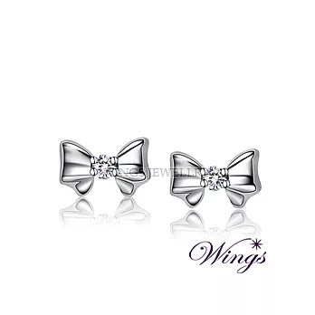 Wings 純潔 超精緻 蝴蝶結與鋯石的美麗展演日系耳環 EW066