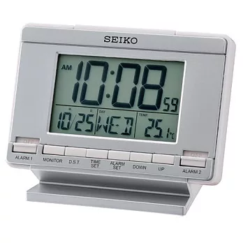 SEIKO日本精工多功能兩組鬧鈴溫度時鐘桌鐘鬧鐘 QHL061S