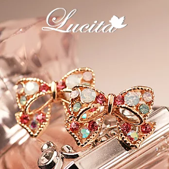 Lucita 蝴蝶結閃亮繽紛韓系耳環