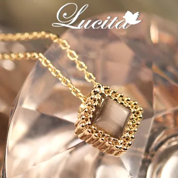 Lucita 細膩金色滾邊時尚方塊韓版項鍊 (質感灰)