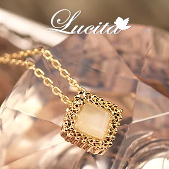 Lucita 細膩金色滾邊時尚方塊韓版項鍊 (銀河白)