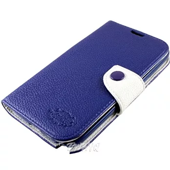 KooPin Samsung Galaxy Note 3 雙料縫線 側掀(立架式)皮套寶石藍