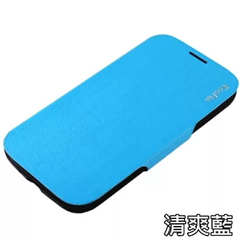 KooPin New HTC One (M7) 貂紋薄型 可立式側掀皮套清爽藍