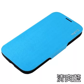 KooPin Apple iPhone 5 /5S 貂紋薄型 可立式側掀皮套清爽藍