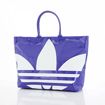 ADIDAS 三片葉LOGO防水大購物袋紫色