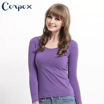 【Corpo X】女款保濕發熱保暖衣 (素色款)S紫