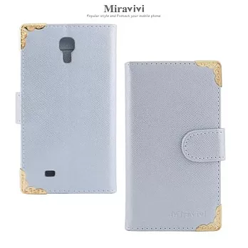 Miravivi Samsung Galaxy S4 典雅雕花書角蛇紋可立式筆記本皮套優雅銀灰
