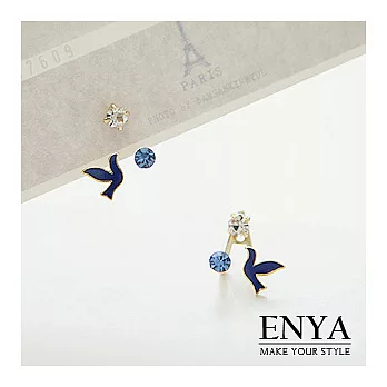 Enya★925銀海軍藍展翅鴿子剪影耳環