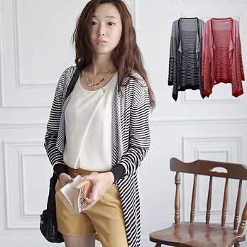 ROSE．開襟條紋針織外套2色 黑系