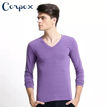 【Corpo X】男款保濕發熱保暖衣 (素色款)M紫