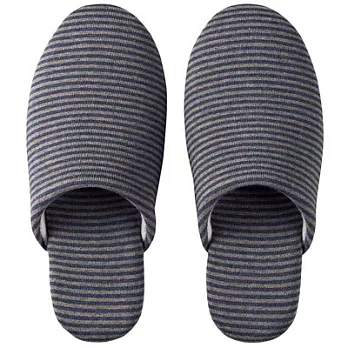 [MUJI 無印良品]新疆棉天竺橫紋舒壓拖鞋/M/深藍
