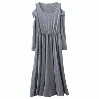 ROSE.浪漫系韓版露肩長洋裝3色 淺灰系