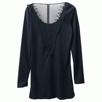 ROSE．典雅刺繡花磨毛長版上衣4色 黑系