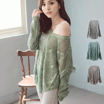 ROSE．典雅混色菱紋毛海針織上衣4色 綠系