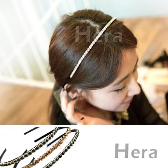 【Hera】赫拉 韓國飾品水鑽金線繞邊細版頭箍/髮箍(三色任選)炫眼黑