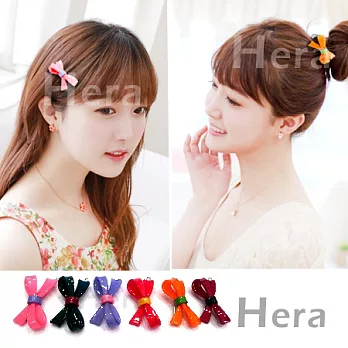 【Hera】赫拉 韓國飾品糖果色不對稱蝴蝶結髮夾/髮扣(六色任選)甜美粉