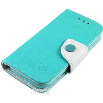 KooPin HTC Desire 600c dual 亞太雙卡機 雙料縫線 側掀(立架式)皮套湖水綠