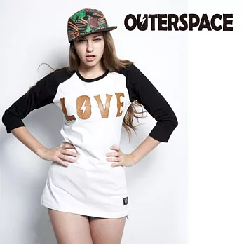 OUTERSPACE LOVE皮革拼接棒球長TFREE白色女款